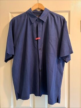 XL Toscano Men's Short-Sleeve Button-Down Shirt — Deep Blue